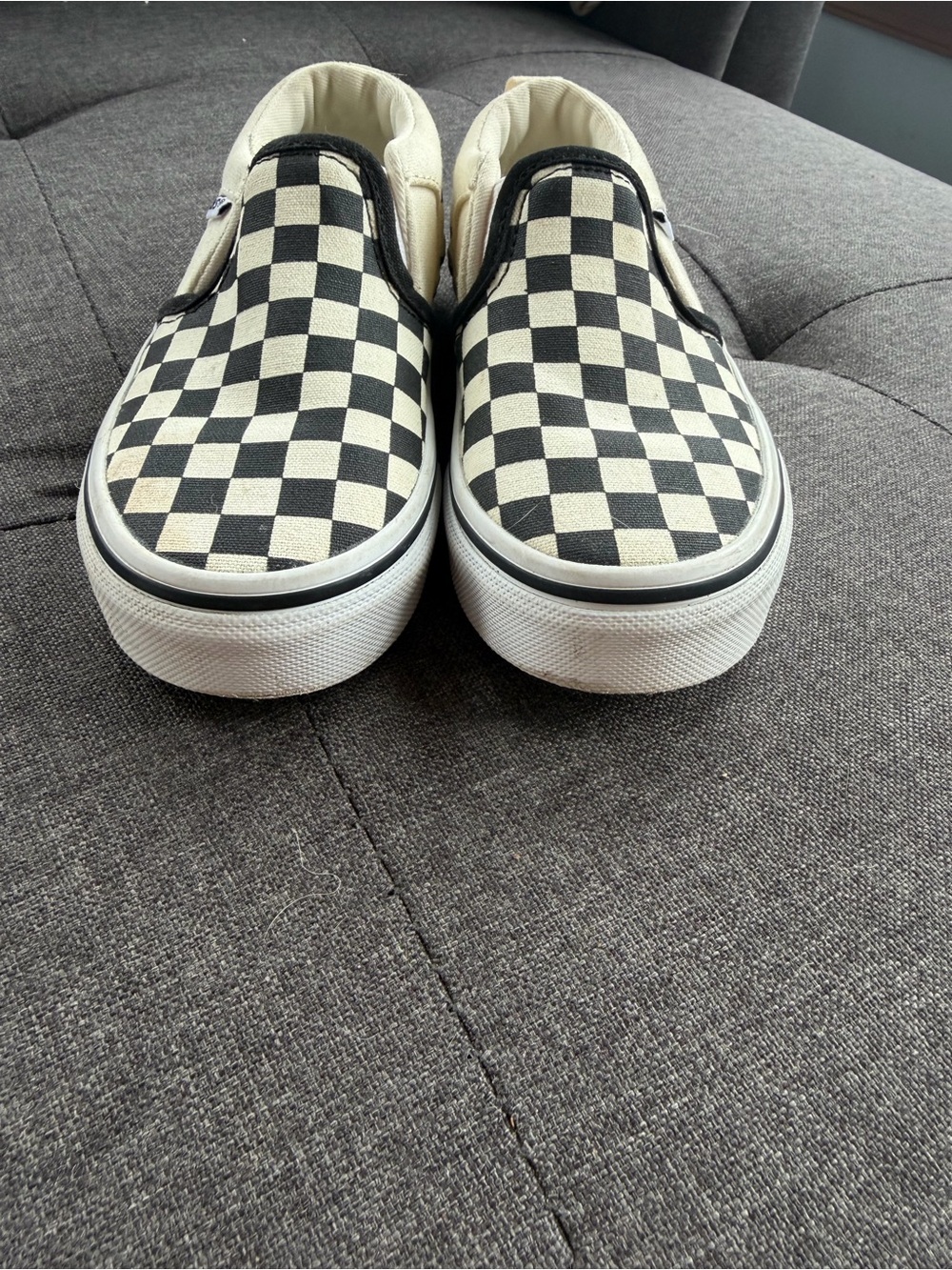 Vans Kids Slip-On Sneakers - Black & Cream Checkerboard